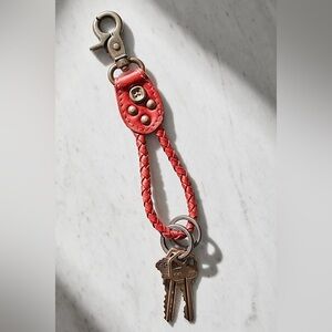 Free People Everyday Keychain 🔥 red braided leather